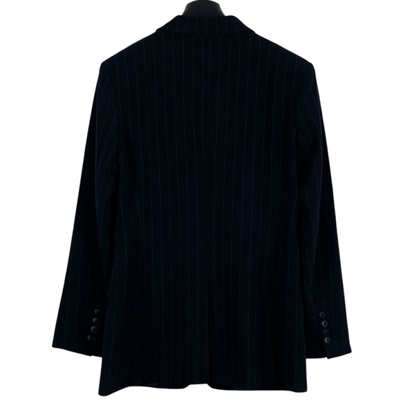 Norma Kamali Boyfriend Jacket Black Pinstripe Blazer Sz 10 - Picture 5 of 10